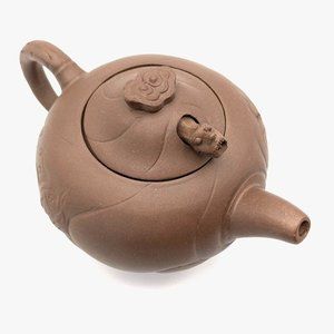 Antique YiXing Zisha Brown CLAY Teapot Movable DRAGON Head Marked in Lid